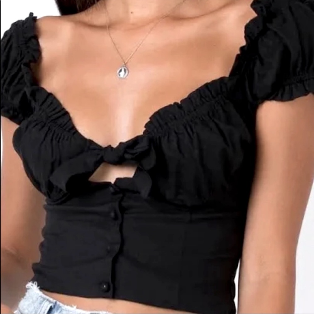 Princess Polly Black Eloise Bustier Crop Top Size 6